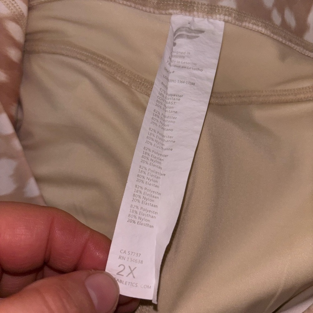 Fabletics Beige And White Patterned Leggings - image 4